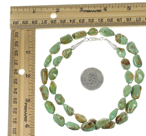 Genuine Sterling Silver Turquoise Navajo Indian Bead Necklace RX98093